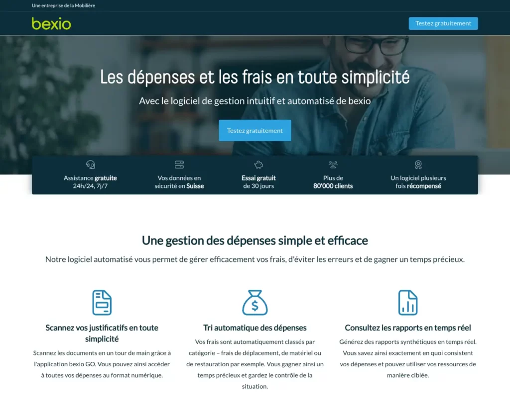 Landing Page de bexio.com