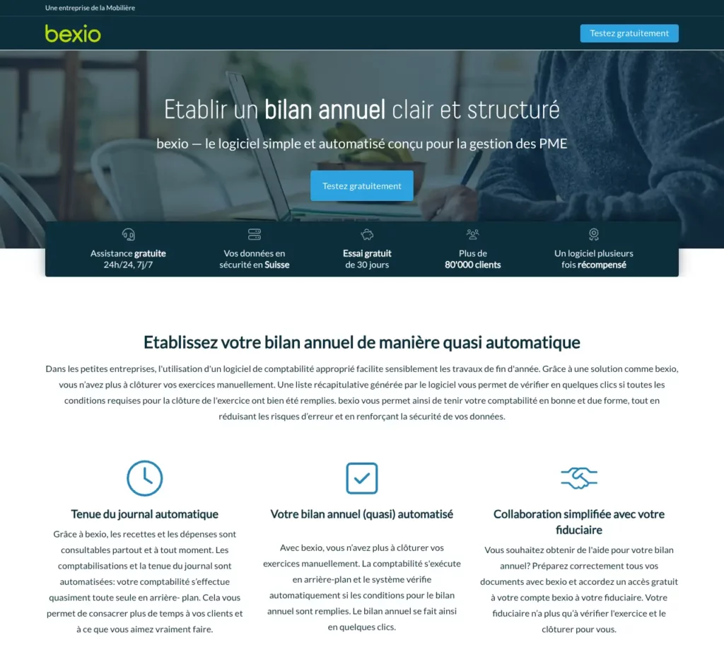 Landing Page de bexio.com